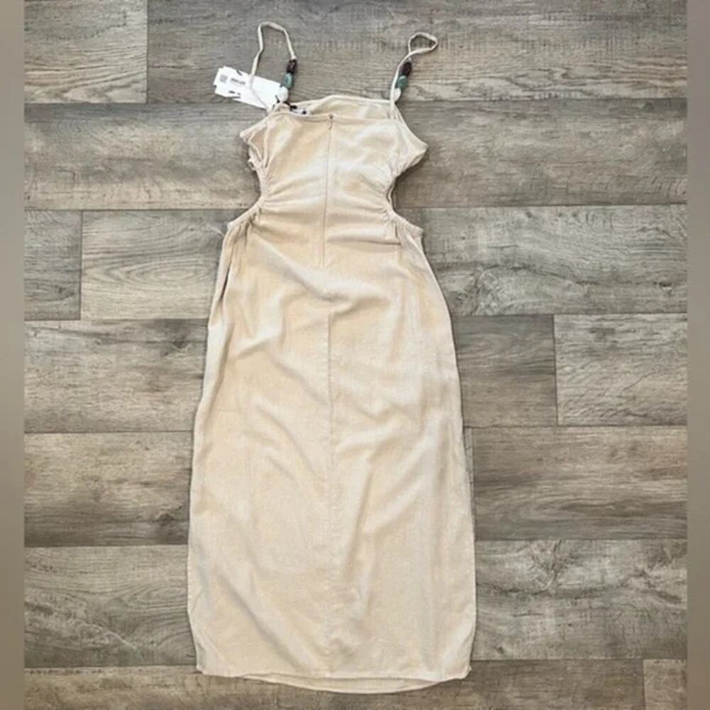ZARA Linen Blend Cut Out Midi Dress NWT - Picture 16 of 16